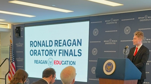 Oratory 2024 Male Student at Podium