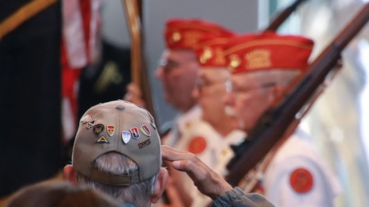 Veteran salutes Color Guard