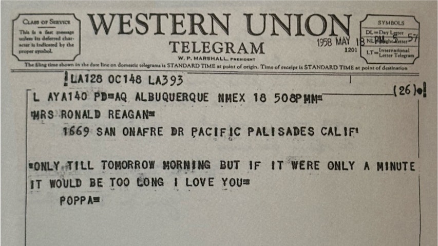 Telegram to Nancy from Ronnie