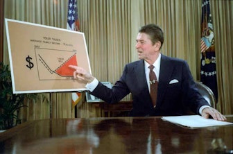 Reagan giving presentation