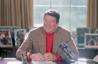 Reagan giving radio address