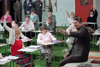 Reagan at a children's school Reagan at a children's school