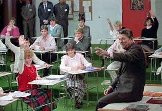 Reagan at a children's school