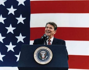 Reagan speaking at podium