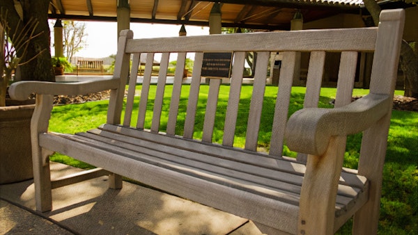 A plaque bench at the Ronald Reagan Library