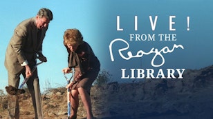 Live from the Reagan Library November 2022 Nancy and Ronnie digging with shovels