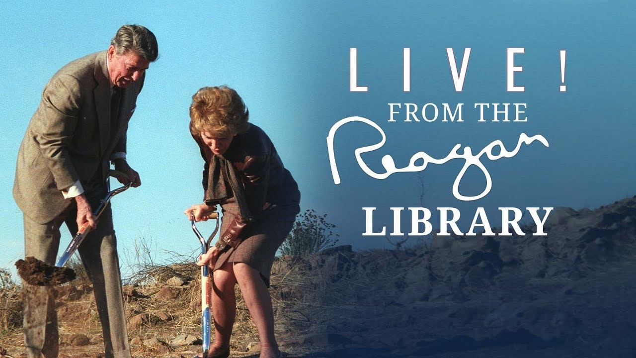 Live from the Reagan Library November 2022 Nancy and Ronnie digging with shovels