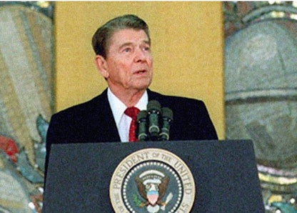 Reagan speaking at podium