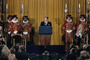 President Reagan addressing British Parliament