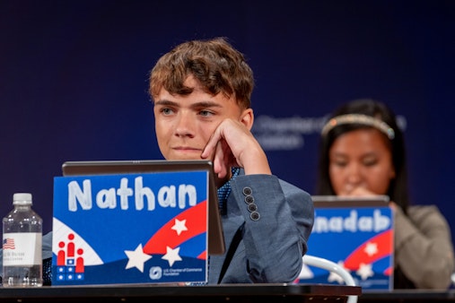 Young male student Nathan at the National Civics Bee