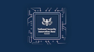 Text that reads National Security Innovation Base Summit