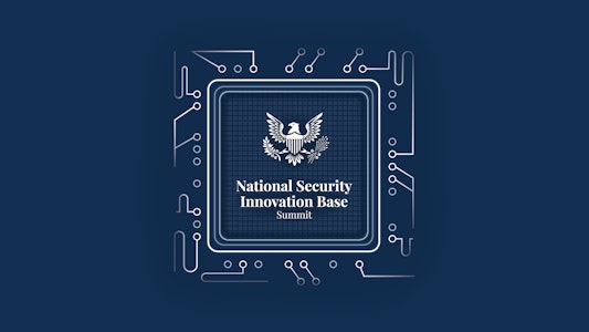 Text that reads National Security Innovation Base Summit