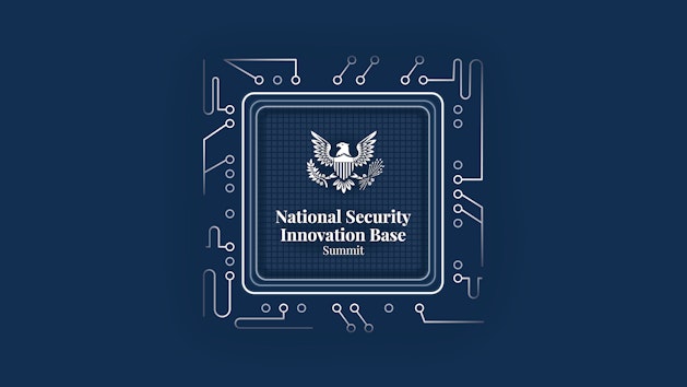 Text that reads National Security Innovation Base Summit