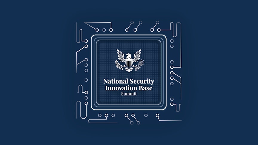 Text that reads National Security Innovation Base Summit