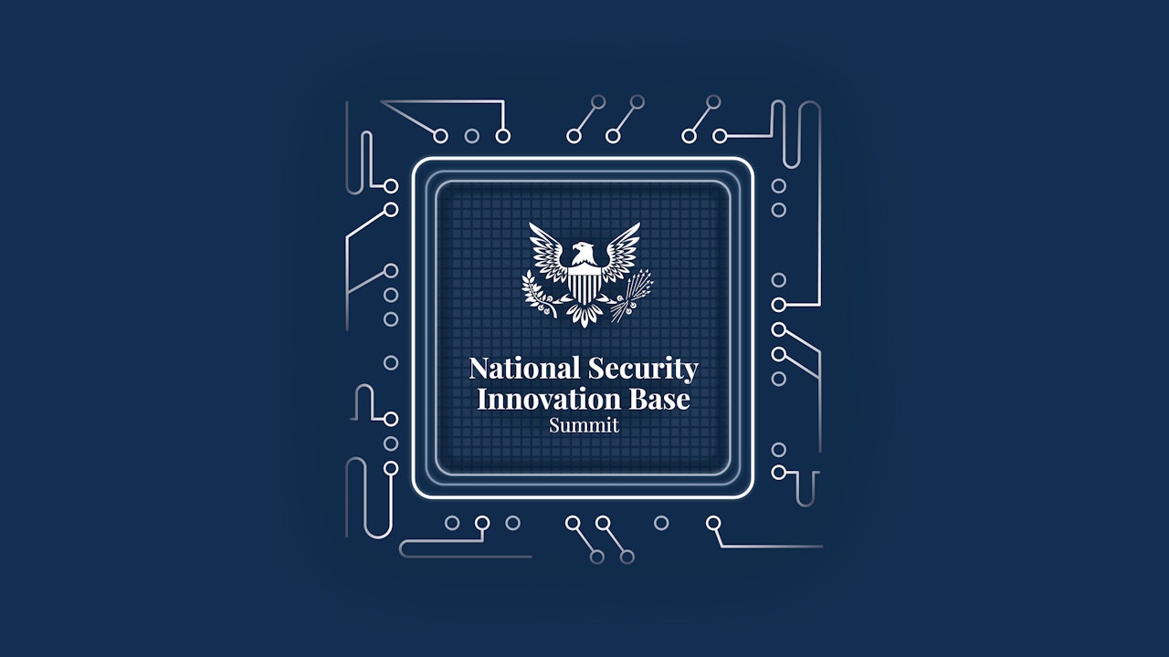 Text that reads National Security Innovation Base Summit