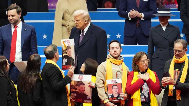 President Trump with families of hostages