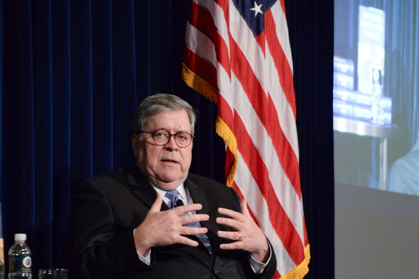 Former Attorney General Bill Barr at the Reagan Library