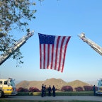 Ventura County Fire Department raising an American flag Ventura County Fire Department raising an American flag